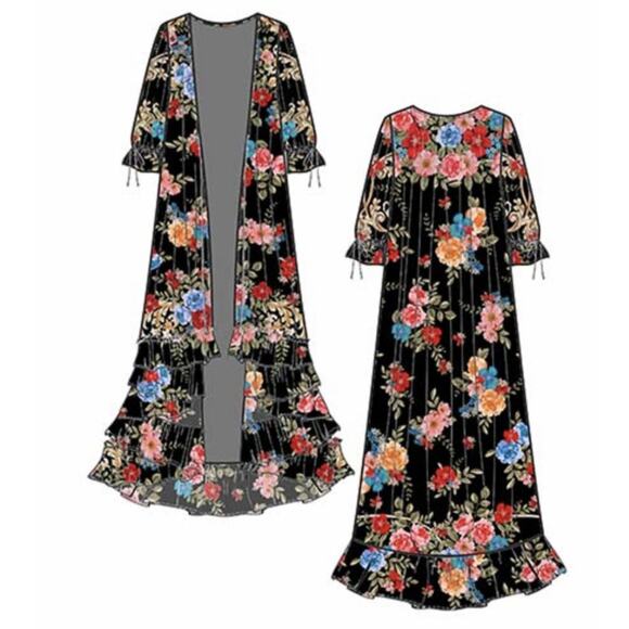 Johnny Was Royal Long Ruffle Kimono multicolored - Picture 1 of 11